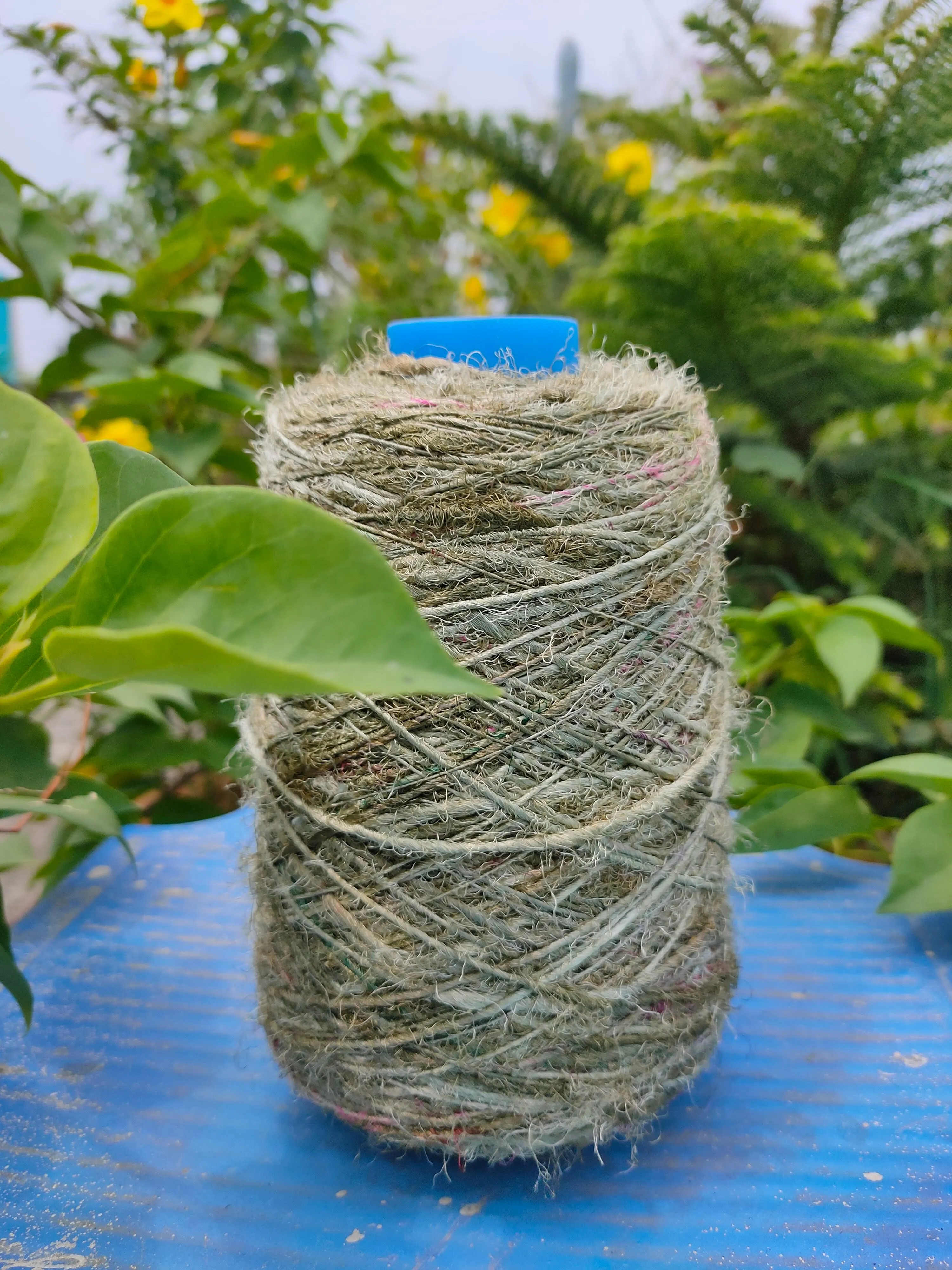 Recycled Sari Silk Yarn Prime Army
