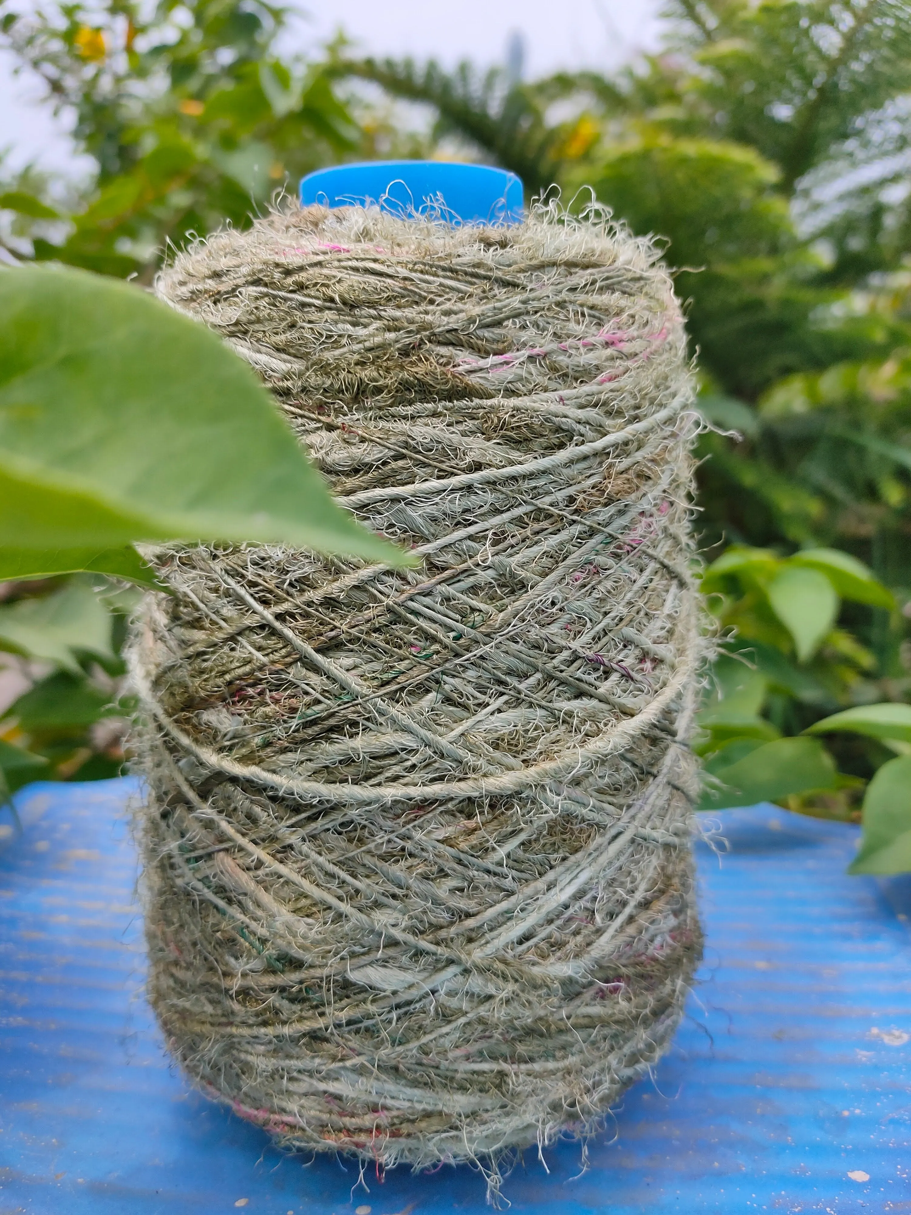Recycled Sari Silk Yarn Prime Army