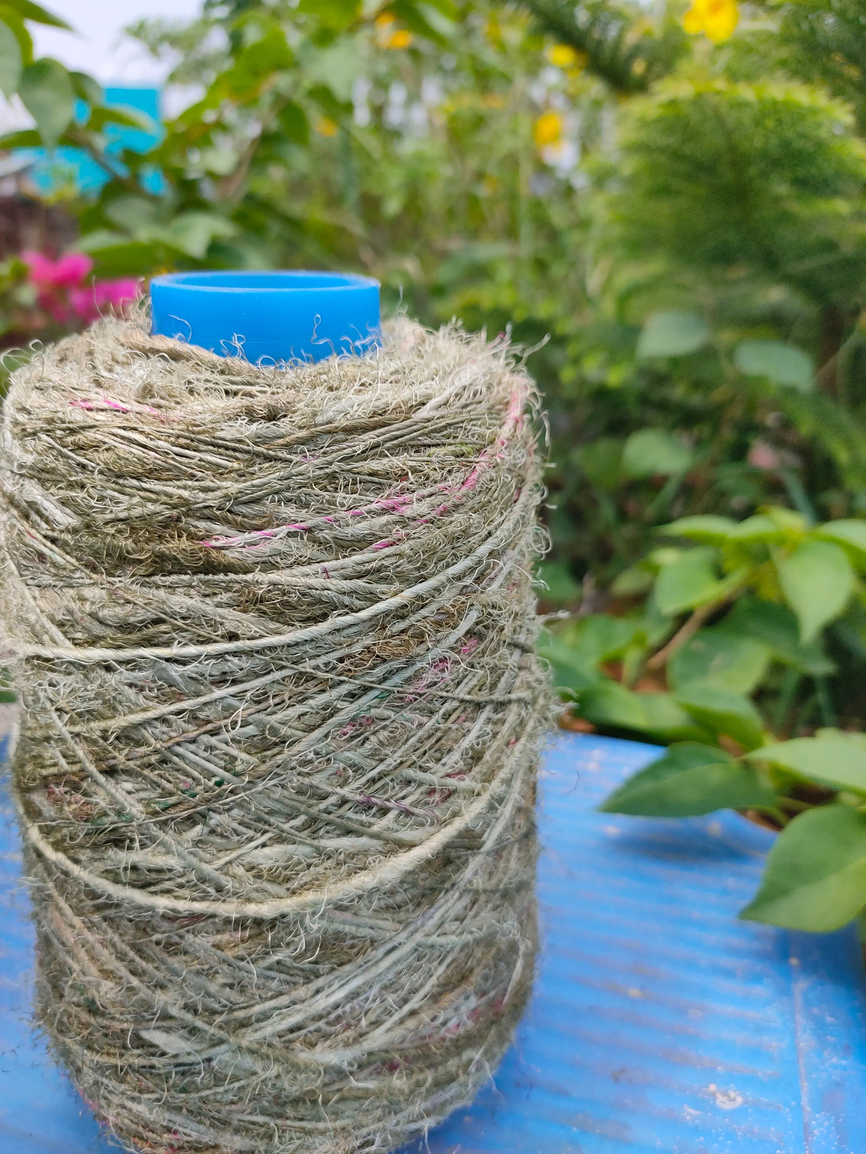 Recycled Sari Silk Yarn Prime Army