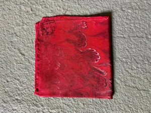 Red 11x11”  Habotai silk,  pocket square, doily, hair tie, or accessorize your dog.