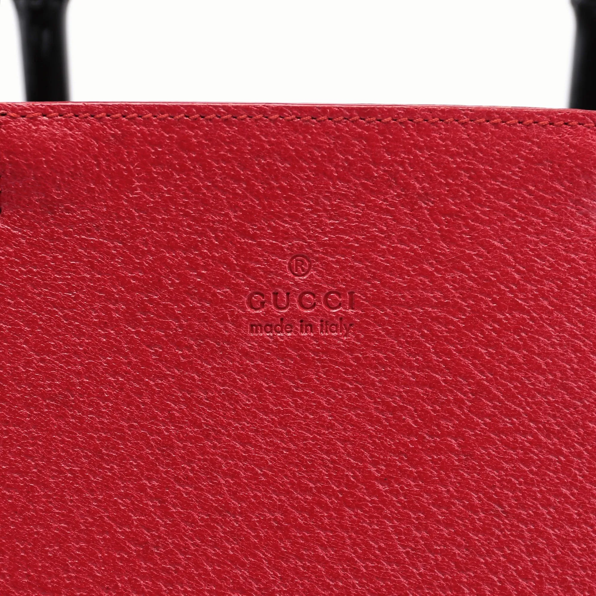 Red Leather Bamboo Tote Bag