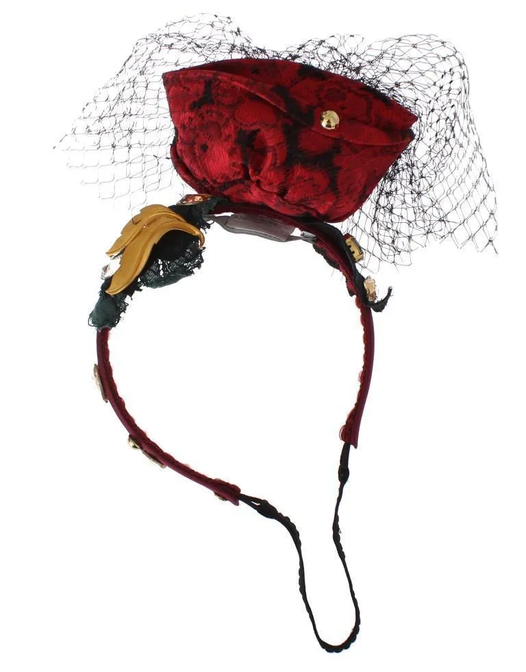 Red Roses Floral Crystal Silk Headband