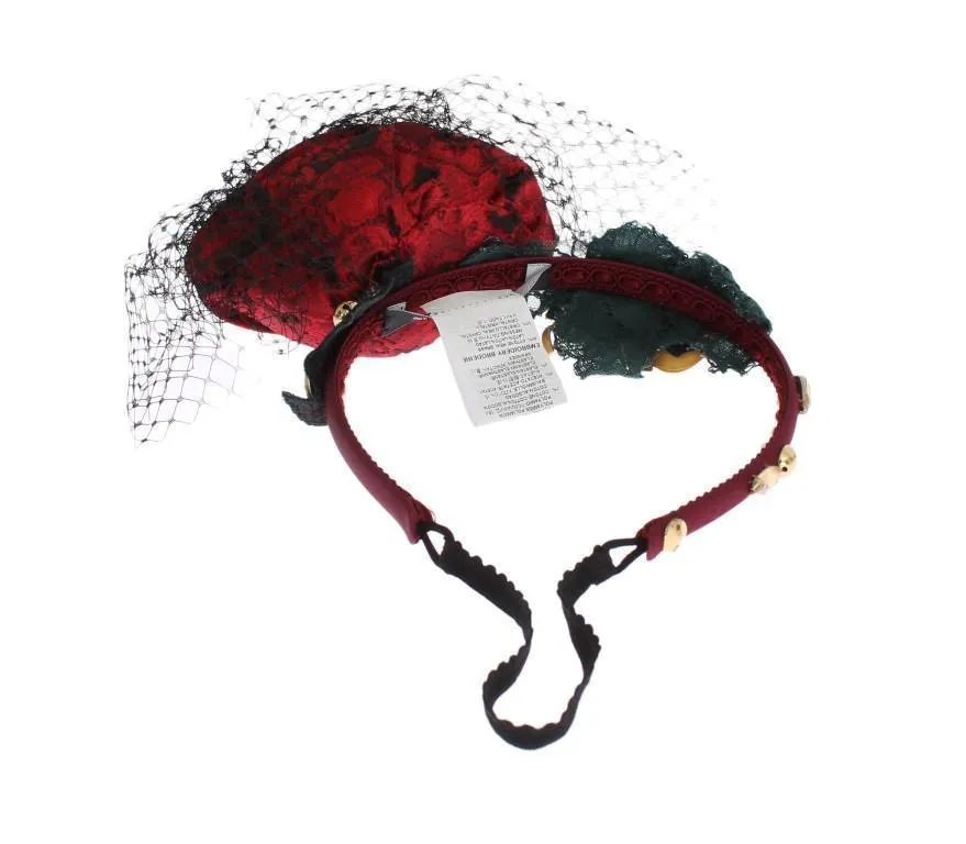 Red Roses Floral Crystal Silk Headband