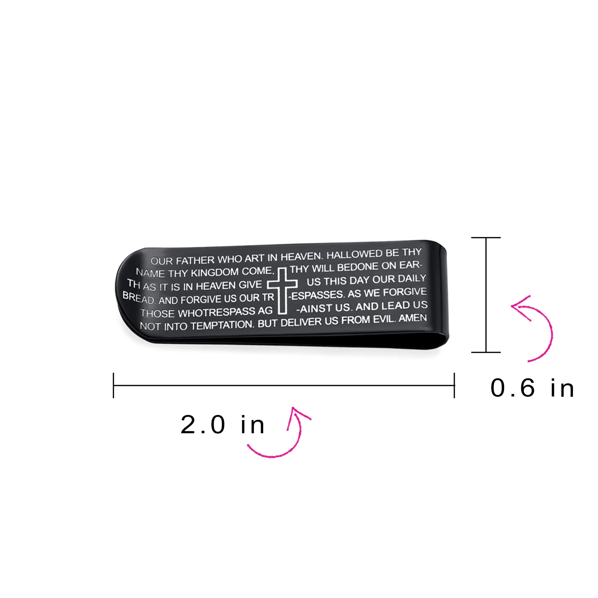 Religious Mantra Cross Money Clip Card Holder for Men - Stainless Steel Gift