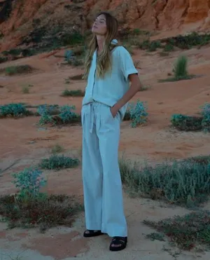 Riya-May Cotton Linen Trouser In Stone