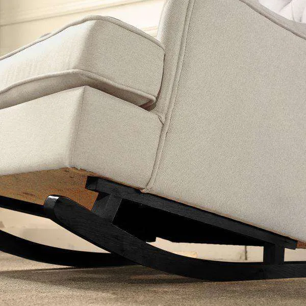 ROCKING CHAIR CHAIRS ARMCHAIR FABRIC LOUNGE RECLINER FEEDING ROCKER BEIGE