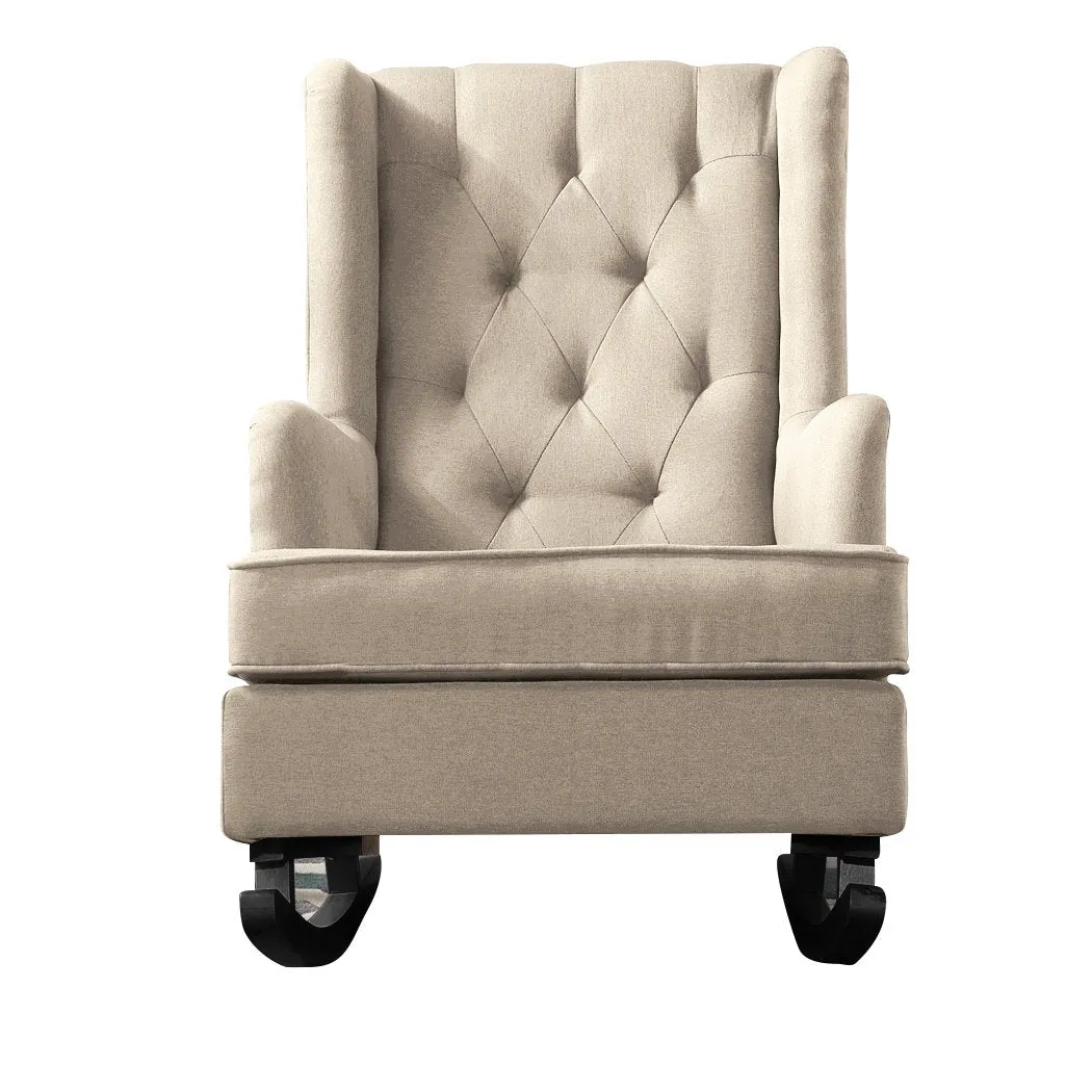 Rocking Chair Chairs Armchair Fabric Lounge Recliner Feeding Rocker Beige