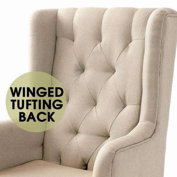 ROCKING CHAIR CHAIRS ARMCHAIR FABRIC LOUNGE RECLINER FEEDING ROCKER BEIGE