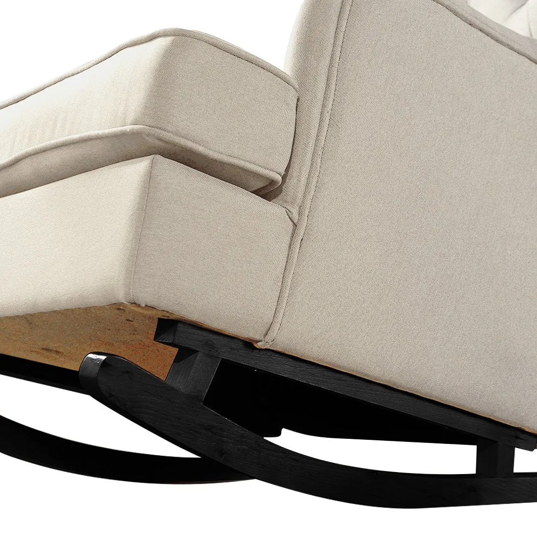 Rocking Chair Chairs Armchair Fabric Lounge Recliner Feeding Rocker Beige