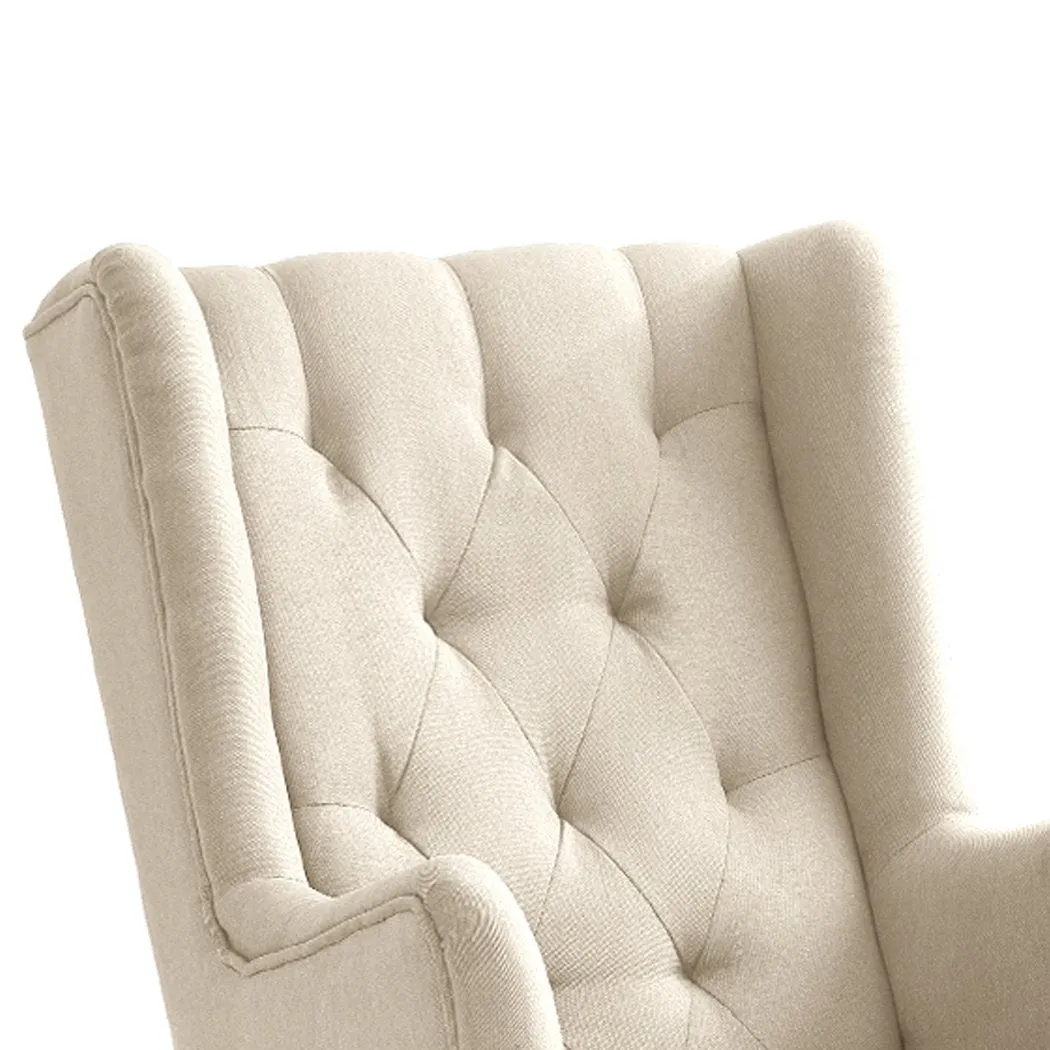 Rocking Chair Chairs Armchair Fabric Lounge Recliner Feeding Rocker Beige