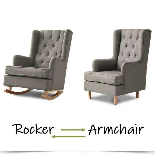 Rocking Fabric Armchair - Grey
