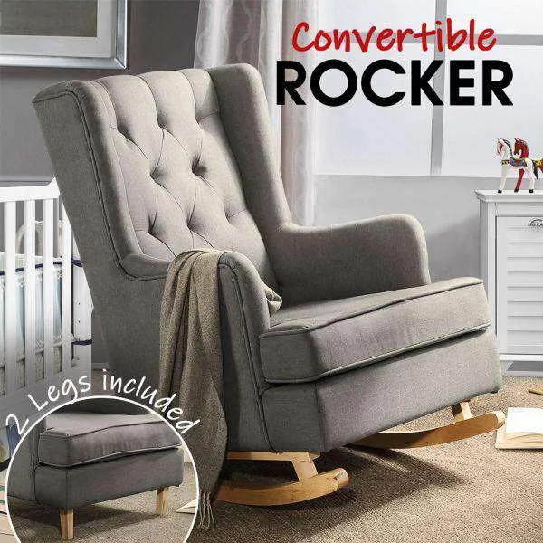 Rocking Fabric Armchair - Grey