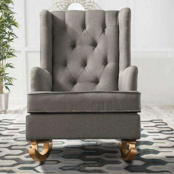 Rocking Fabric Armchair - Grey