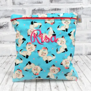 Roly Poly Kitty Cat Personalized Reusable Food Bag
