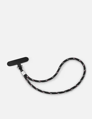 Rope Phone Strap, Sterling Silver/Black