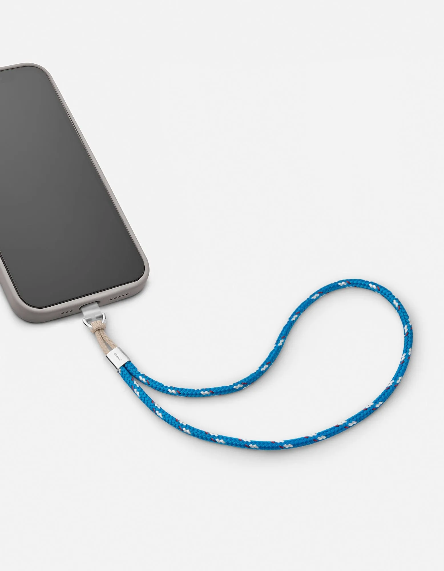 Rope Phone Strap, Sterling Silver/Blue
