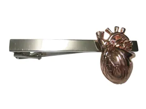 Rose Gold Toned Large Anatomical Heart Tie Clip