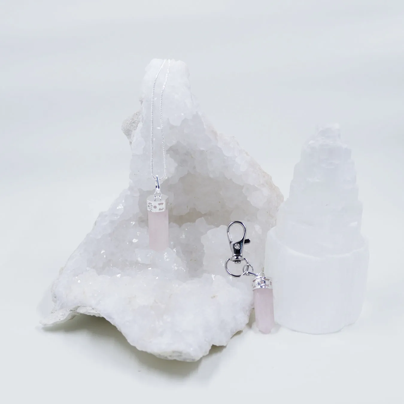 Rose Quartz Necklaces and Clip | 3 Piece Set