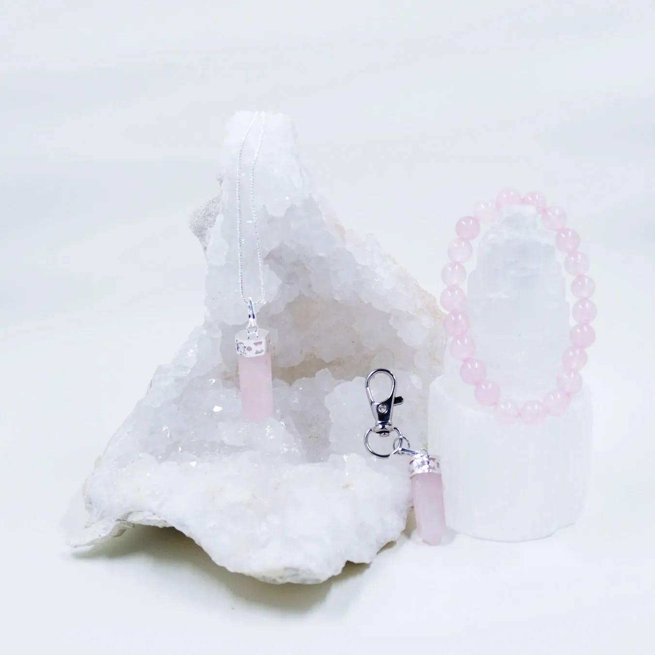 Rose Quartz Necklaces and Clip | 3 Piece Set