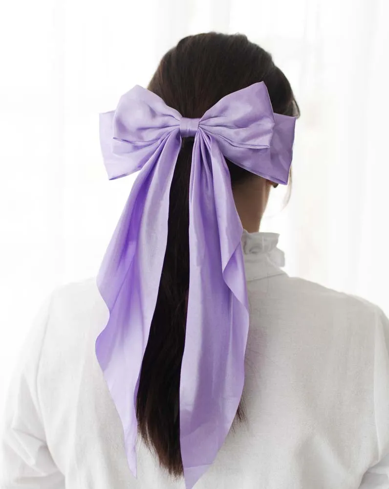 Ruffle   Bow Silk Hair Bow Clip