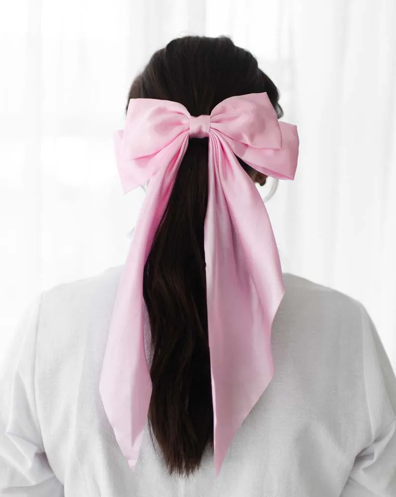 Ruffle   Bow Silk Hair Bow Clip