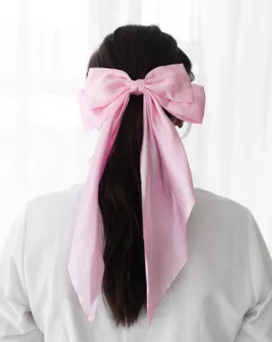 Ruffle   Bow Silk Hair Bow Clip