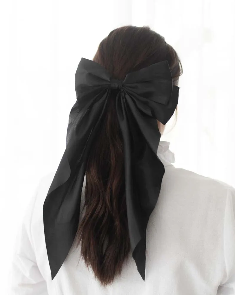 Ruffle   Bow Silk Hair Bow Clip