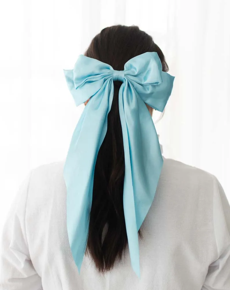 Ruffle   Bow Silk Hair Bow Clip