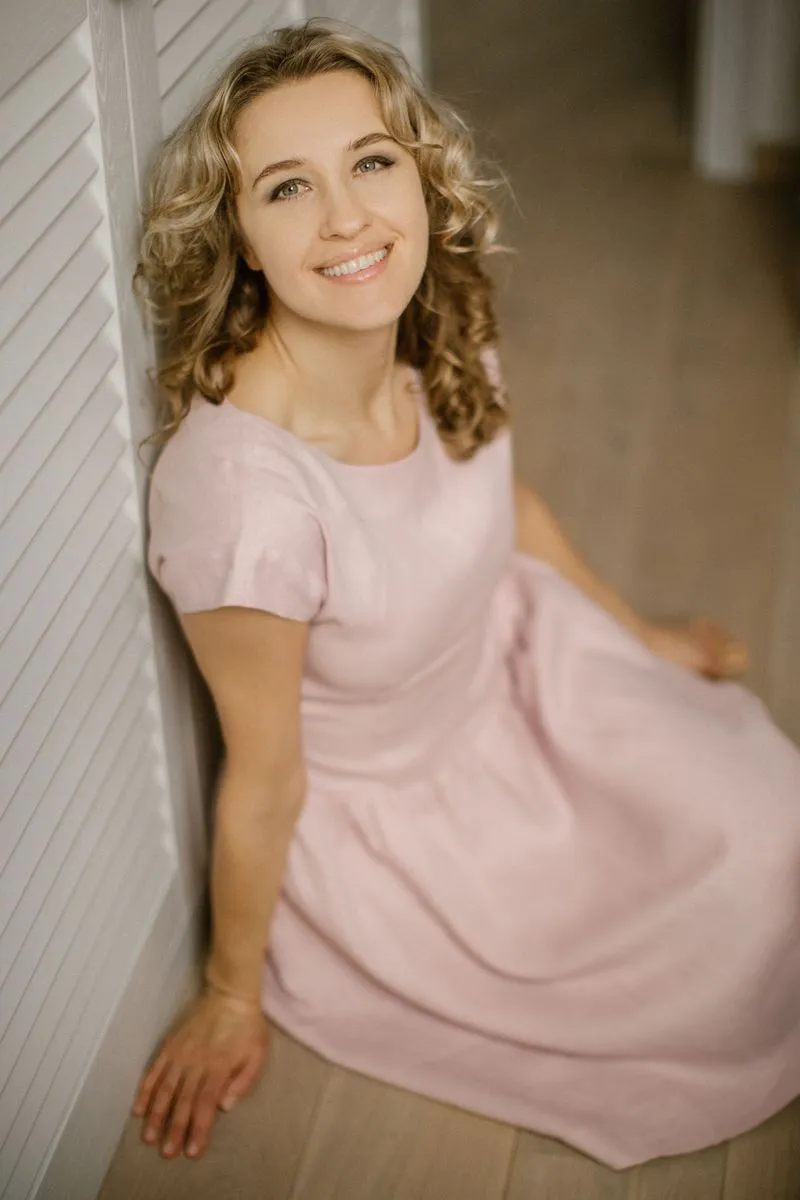 Ruffled Bottom Romantic Linen Dress