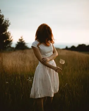 Ruffled Bottom Romantic Linen Dress