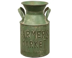 Rustic green 'Farmers Market' milk can