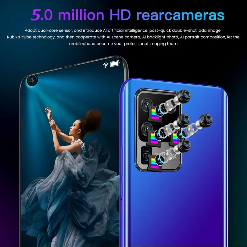 S30U Plus Mobile Phone 6.7-inch High-definition Large-screen 2 16GB Smartphone blue_European plug