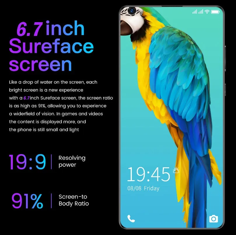S30U Plus Mobile Phone 6.7-inch High-definition Large-screen 2 16GB Smartphone blue_European plug