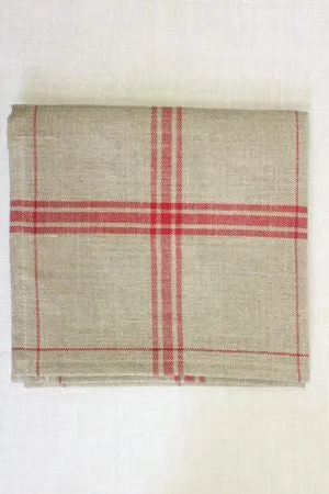 Sajou : Large Linen Tea Towel to Embroider - Natural / Red