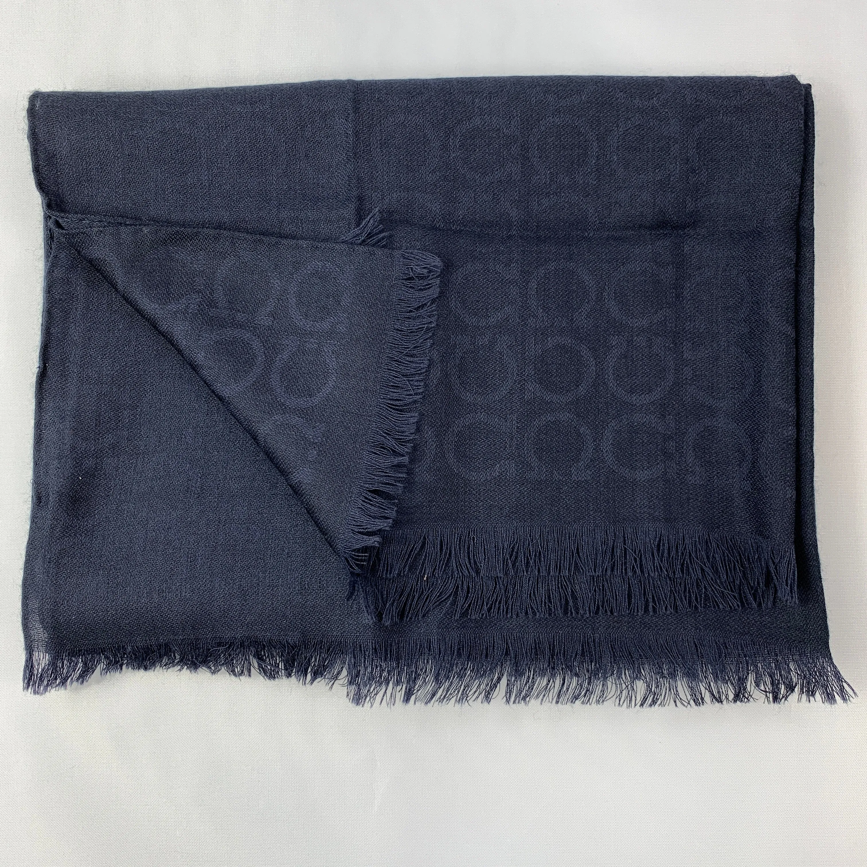 Salvatore Ferragamo Gancio Scarf in Navy Blue