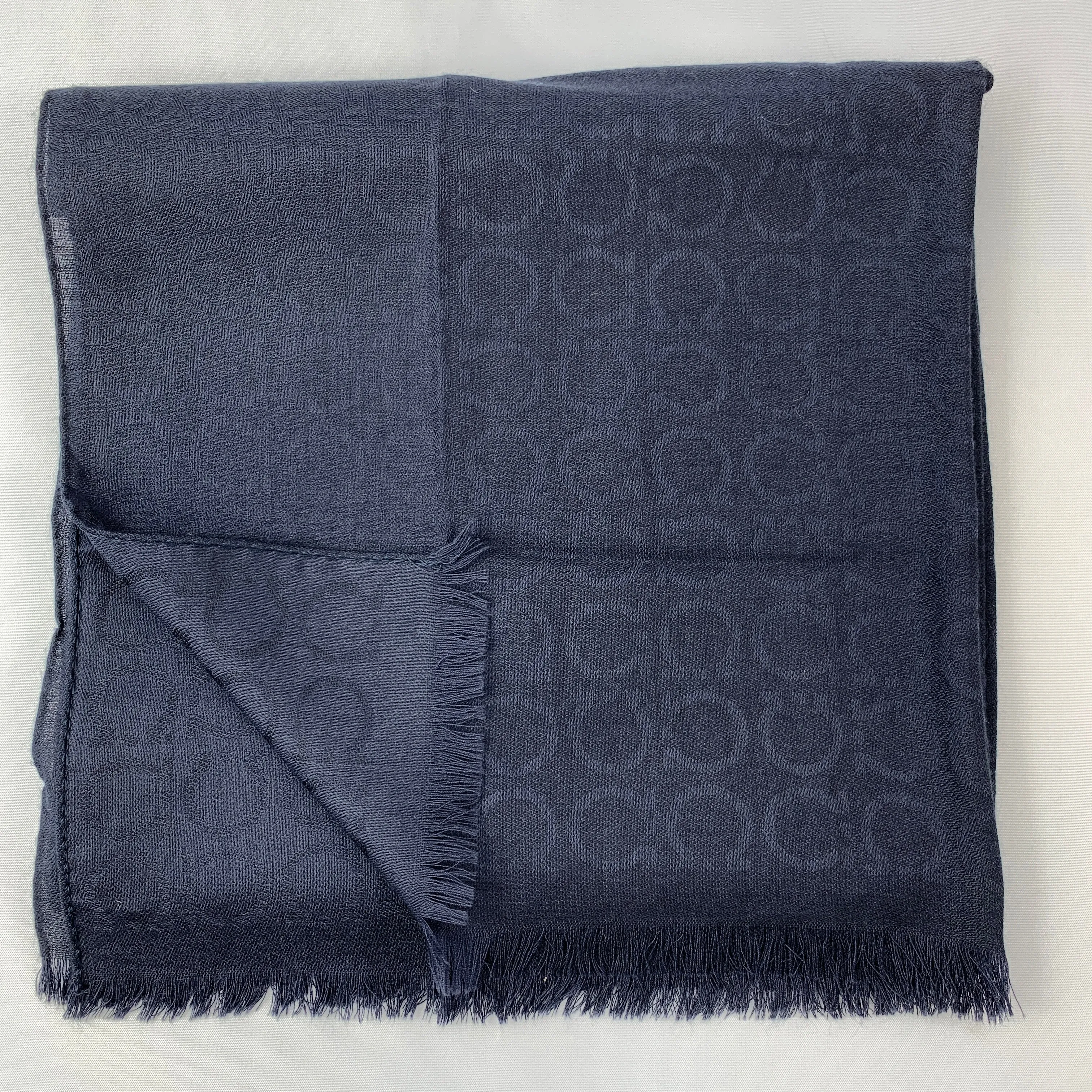 Salvatore Ferragamo Gancio Scarf in Navy Blue