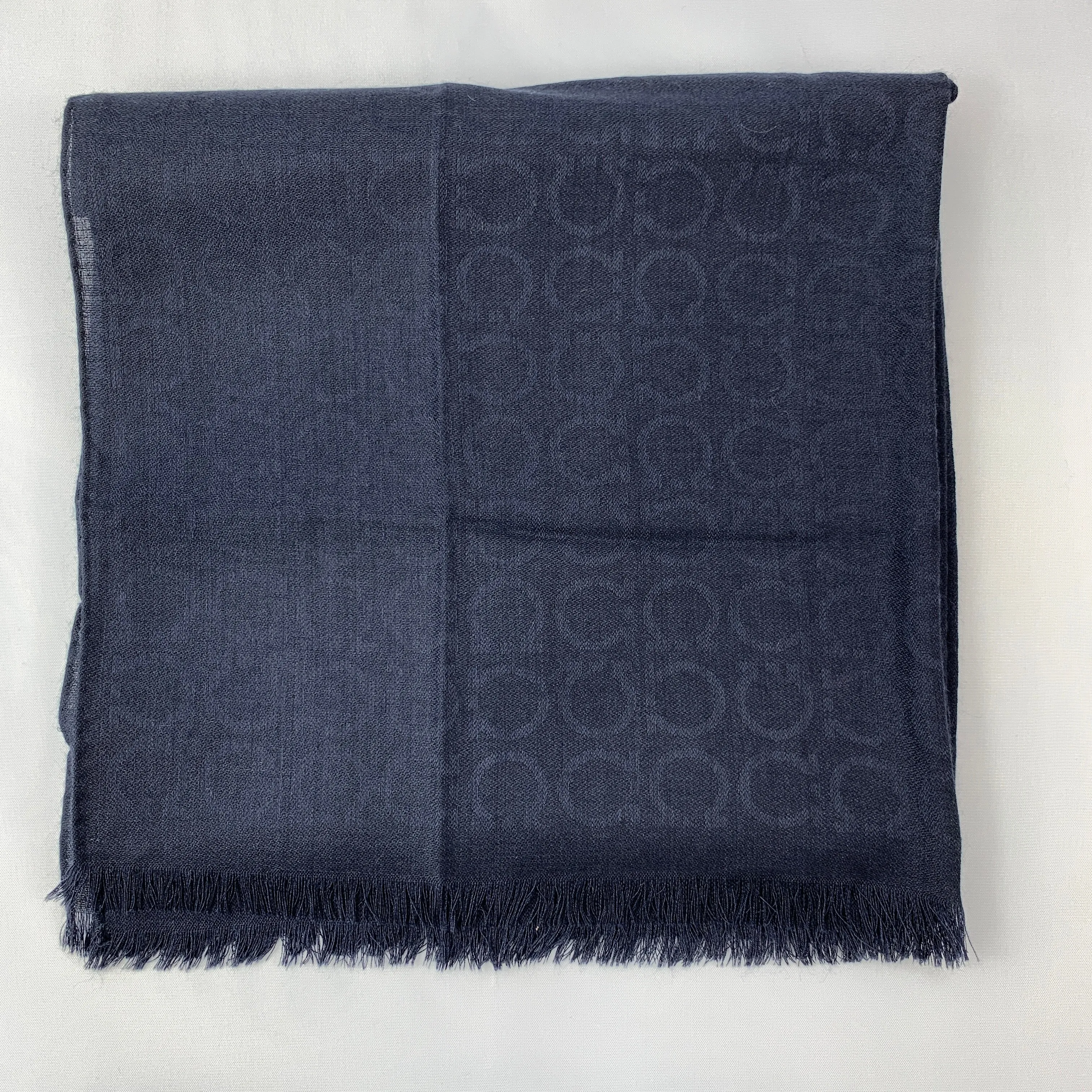 Salvatore Ferragamo Gancio Scarf in Navy Blue