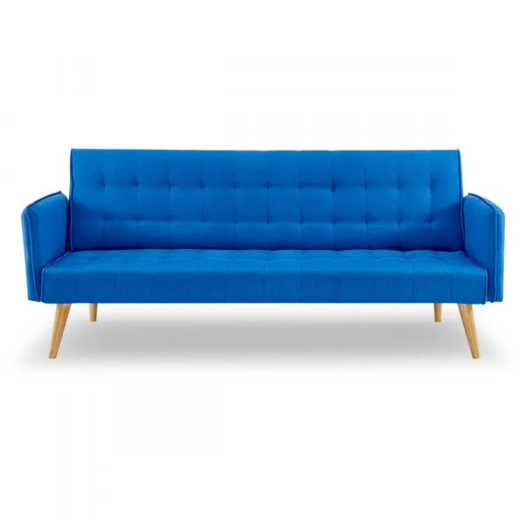 Sarantino 3 Seater Modular Linen Fabric Sofa Bed Couch Armrest - Blue