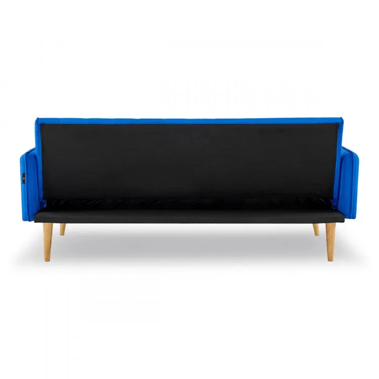 Sarantino 3 Seater Modular Linen Fabric Sofa Bed Couch Armrest - Blue