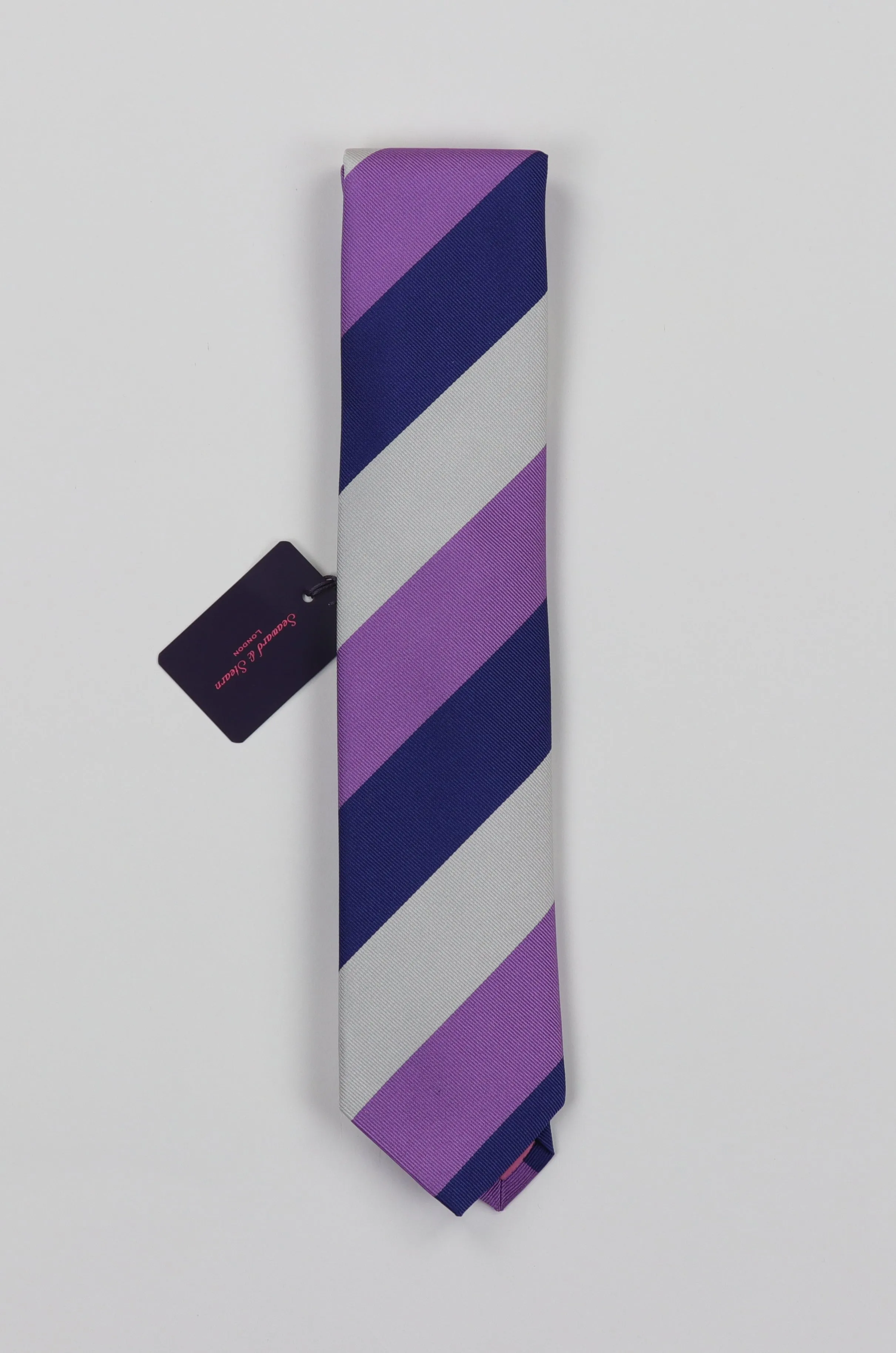 Seaward & Stearn Silk Woven Necktie - Bold Purple Stripe