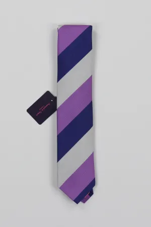 Seaward & Stearn Silk Woven Necktie - Bold Purple Stripe