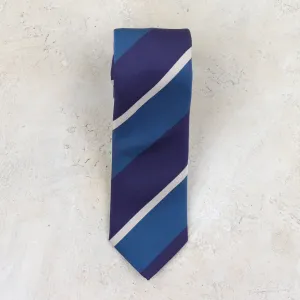Seaward & Stearn Silk Woven Necktie - Navy & Teal Stripe