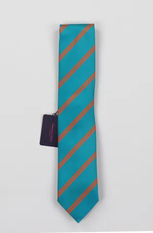 Seaward & Stearn Silk Woven Necktie - Teal Stripe