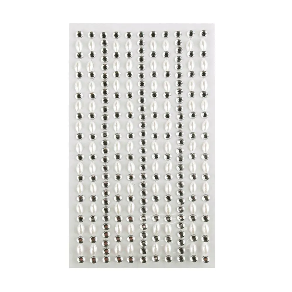 Self Adhesive Rhinestone Pearl Stickers, Medley, 11-count