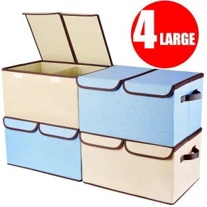 Senbowe 6 Pack Cloth Collapsible Foldable Storage Bins Cubes Basket Organizer Containers with Dual Metal Handles for Home Closet Nursery Drawers Organizers