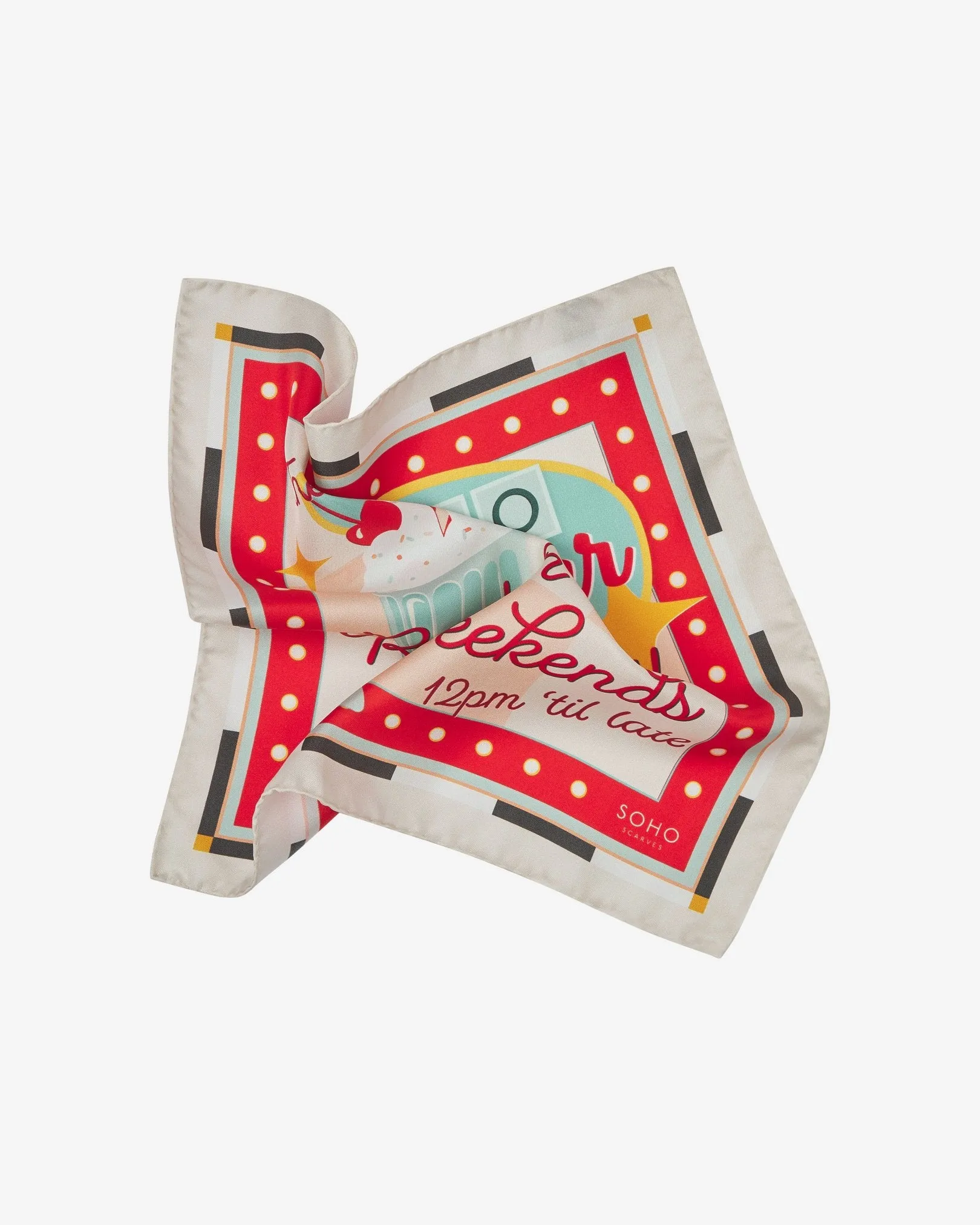 Silk 1950's Pocket Square - Milkshake on Chalk
