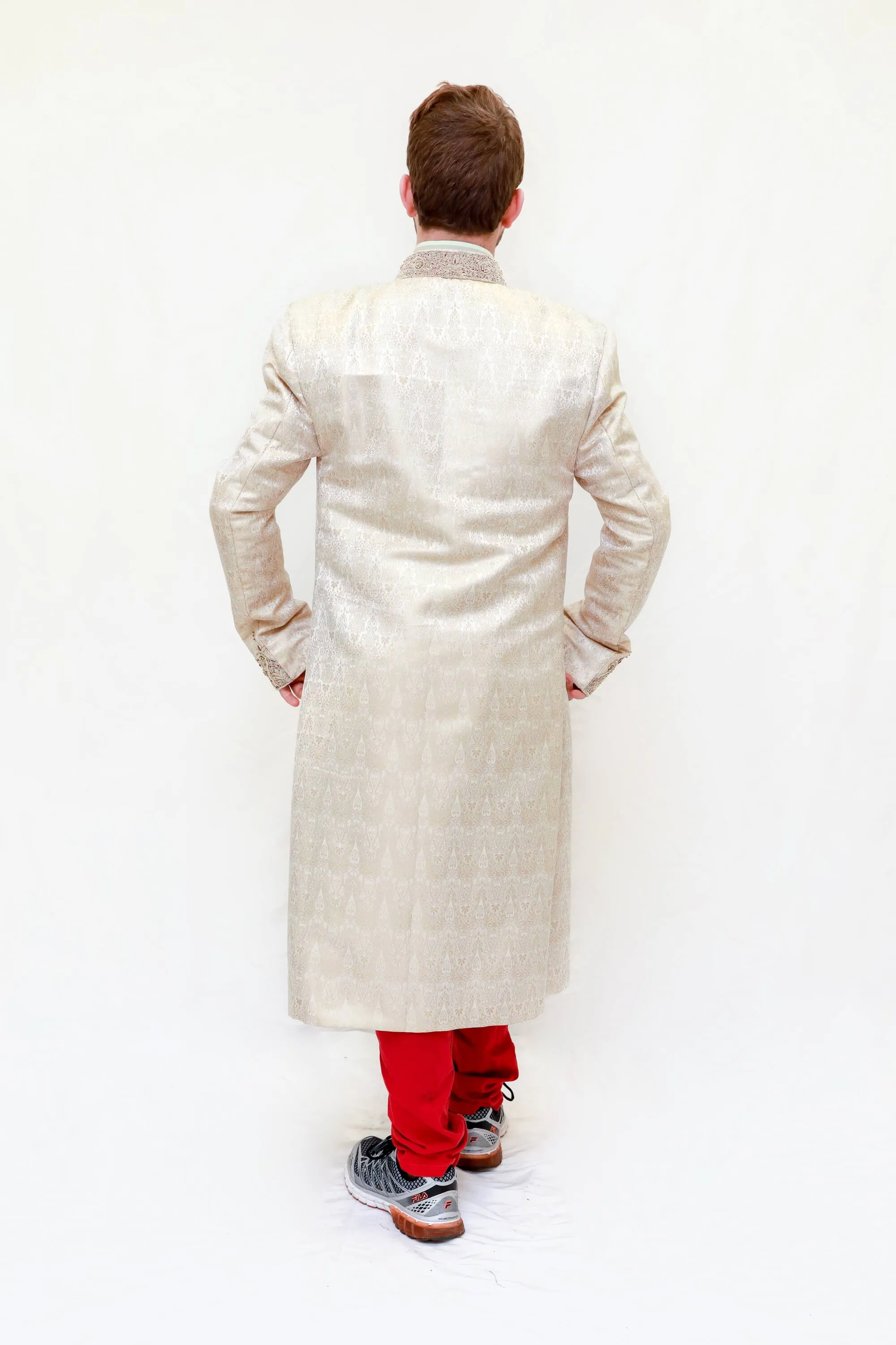 Silk embroidered Embossed Coat-Sherwani