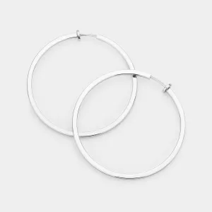 Silver Metal Hoop Clip on Earrings | 1.25" | 367059