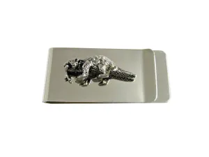 Silver Toned Beaver Money Clip