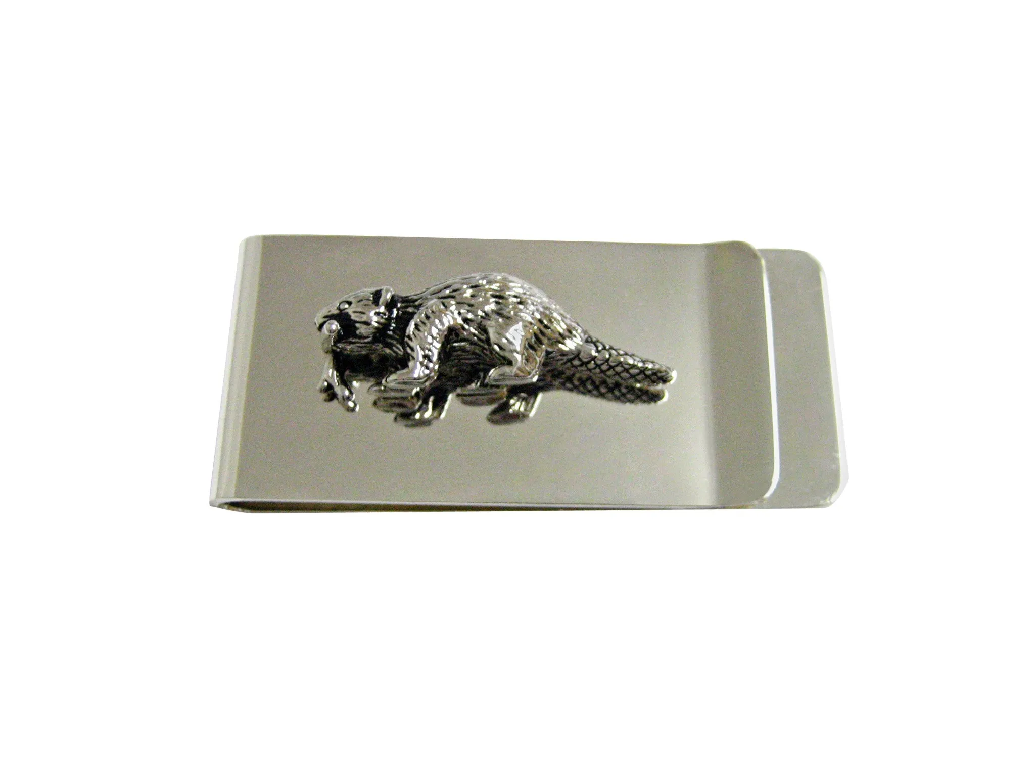 Silver Toned Beaver Money Clip